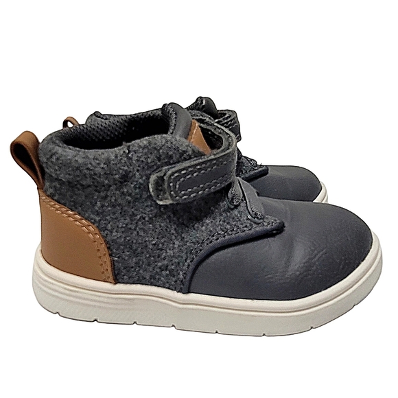 Cat & Jack Toddler Boy Gray High Top Sneakers w Hook & Loop sz 6c - Picture 6 of 11